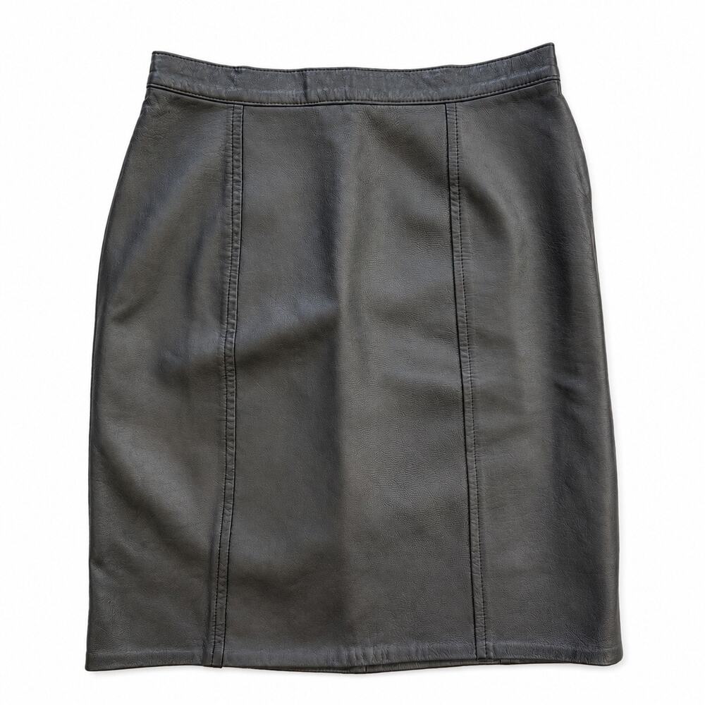 Vintage Firenze Santa Barbara Black Brown Leather Pencil Skirt Women’s Size 10